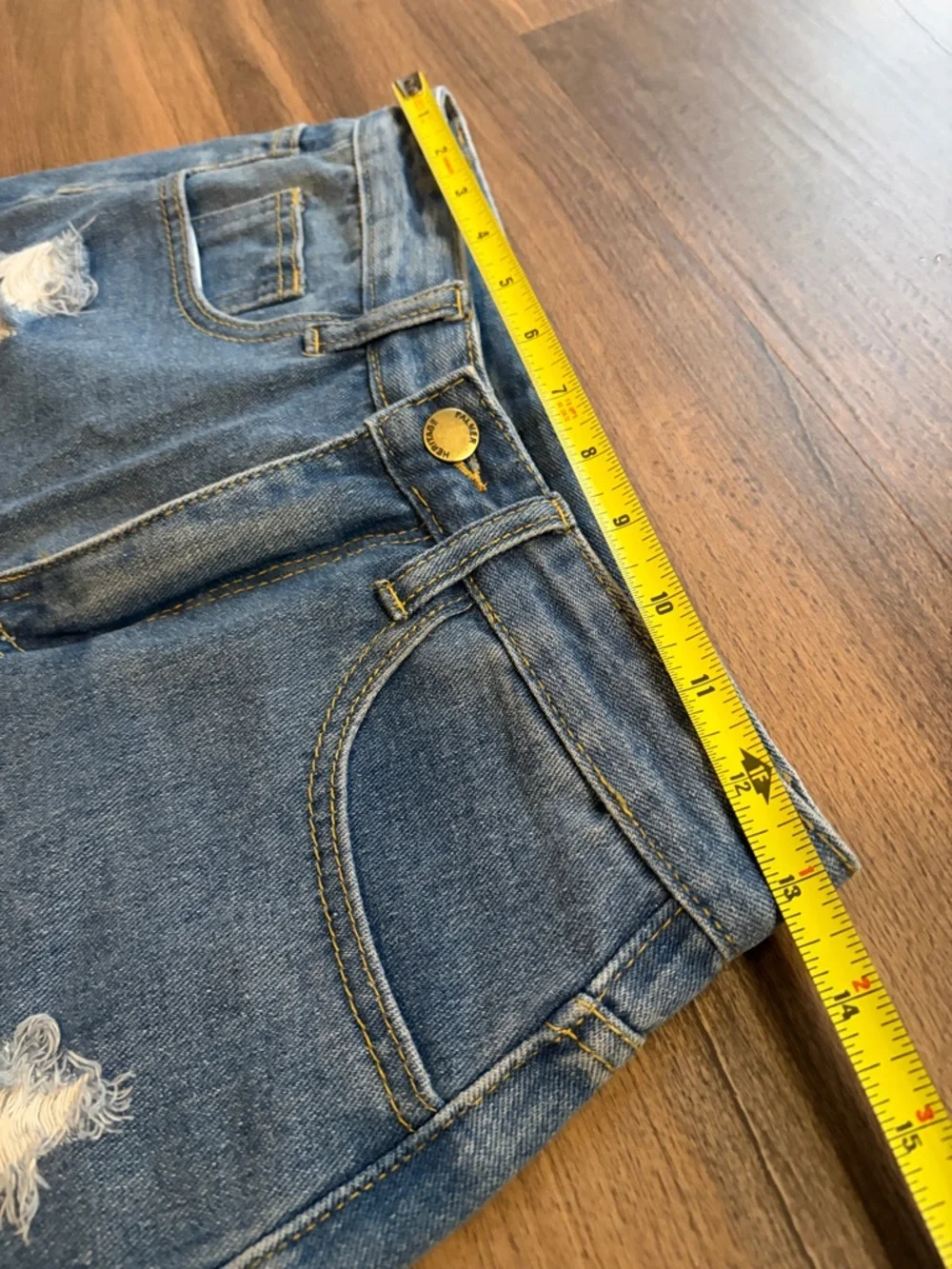 SHEIN Blue Distressed Denim Mini Skirt with Frayed Hem Womens Size Small - Picture 6 of 9